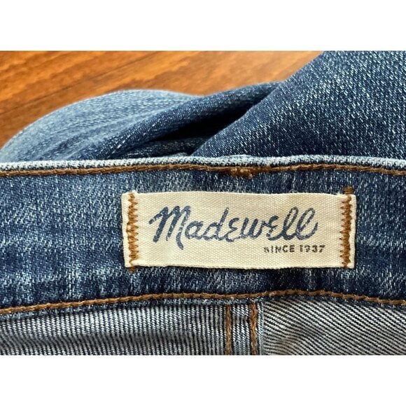 Madewell Jeans High Riser Skinny Zip Fly Distressed Stretch Denim Blue Sz 27 - Picture 5 of 8